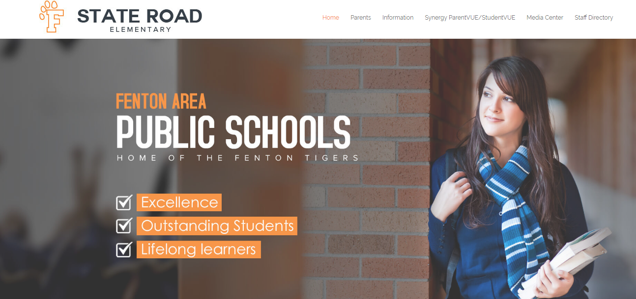Website page of State Road Elementary School