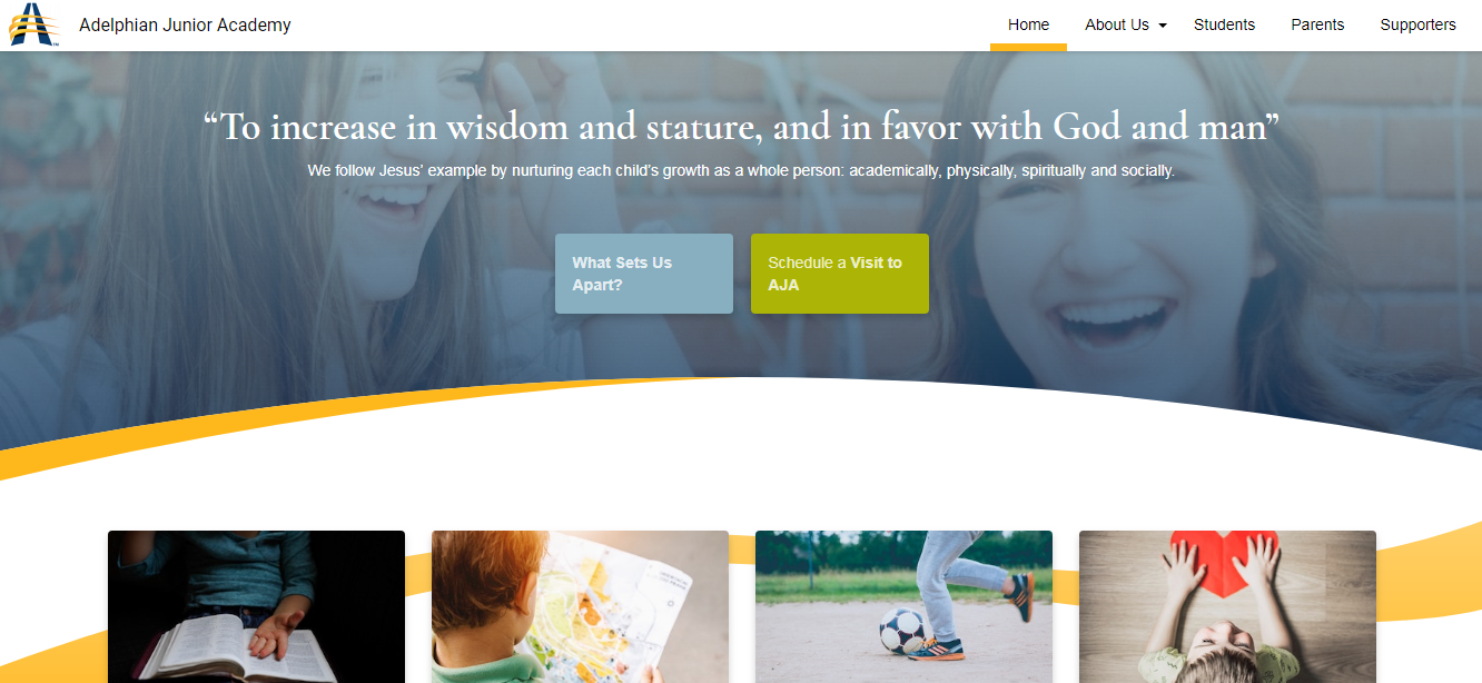 Website page of Adelphian Junior Academy
